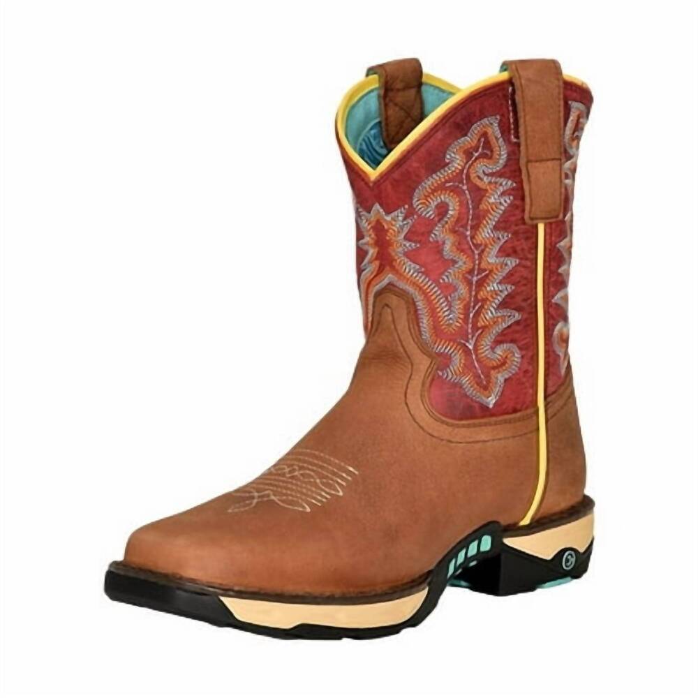 NEW CORRAL women's leather square toe western boots in brown red